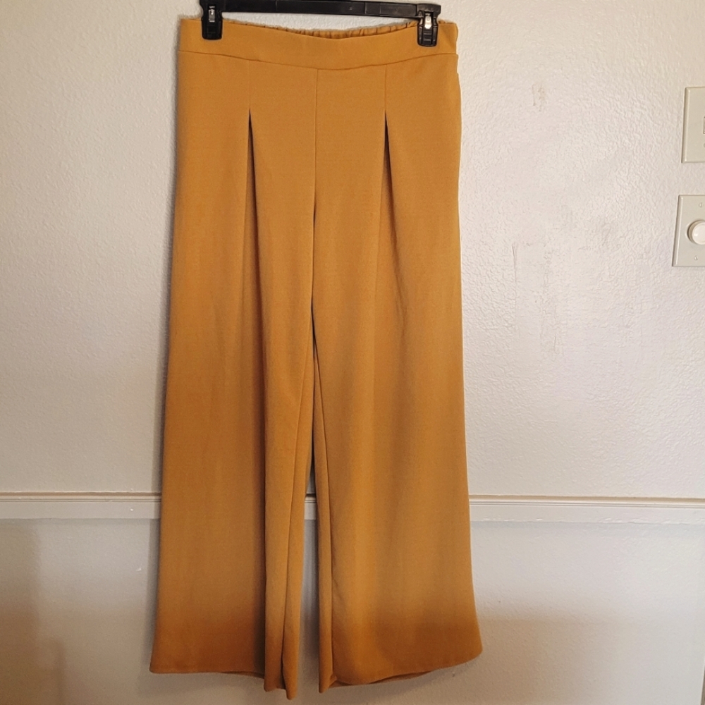 LA Gypsy Wide Leg High Waist Boho Pants Gold Color Size XL NWT